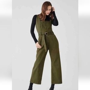 DL1961 Marianna Hewitt Hepburn Tulare Wide Jumpsuit Olive Green Size L EUC